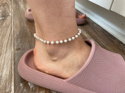 Stainless Pearl 925 Silver Anklet