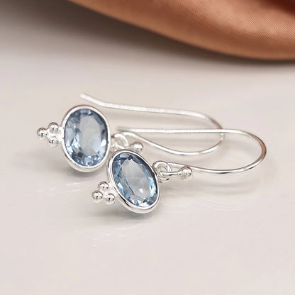 Oval Blue 925 Silver Earring