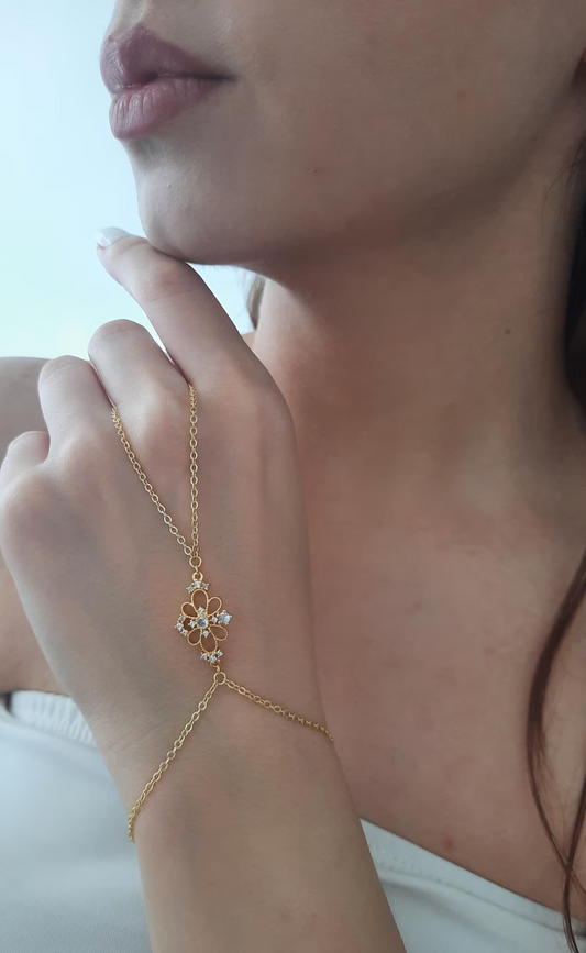 Flower 925 Silver Hand Chain