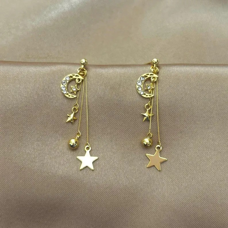 Moon Dangling Sui Dhaga 925 silver Earring