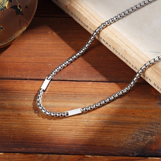 Engraved 925 Silver Men's Chain