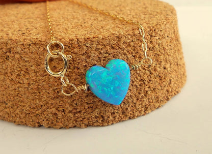 Heart Opal 925 Silver Anklet