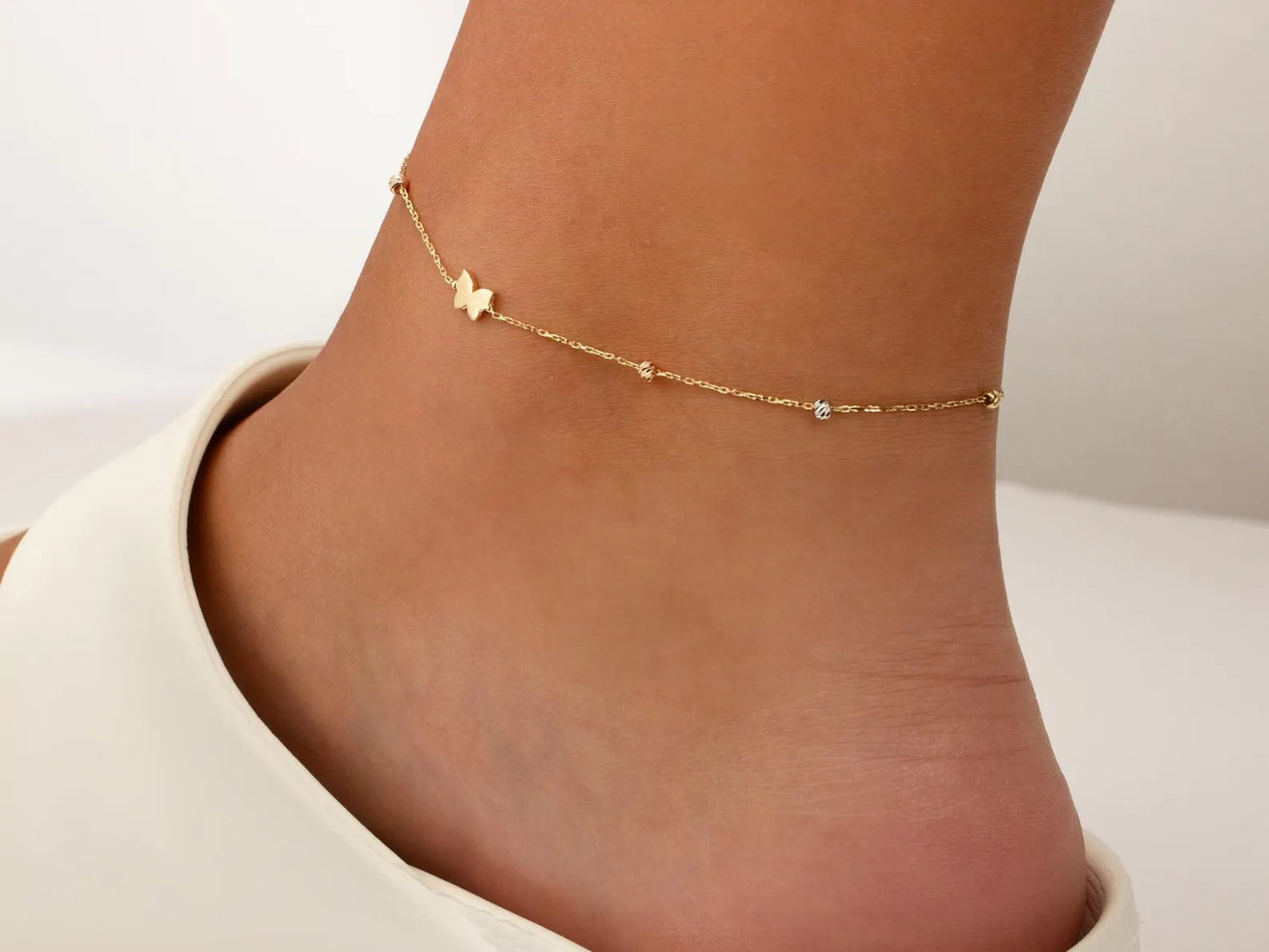 Moon Bead 925 Silver Anklet