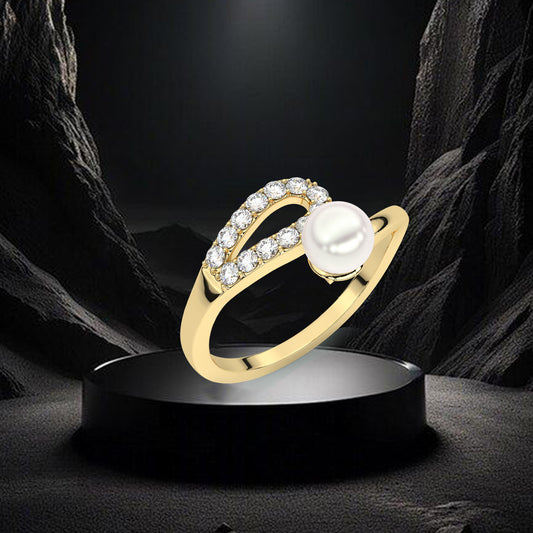 Yellow gold Cascade Pearl 925 Silver Ring