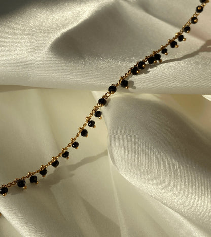 Black Dangly 925 Silver Anklet