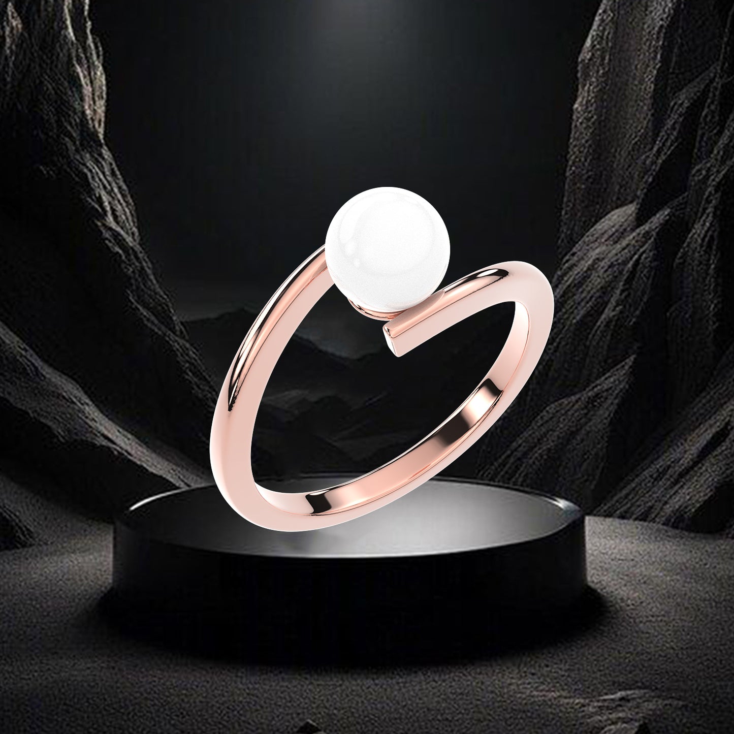 Rose gold Spiral Pearl 925 Silver Ring