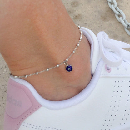 Satellite Evil Eye 925 Silver Anklet