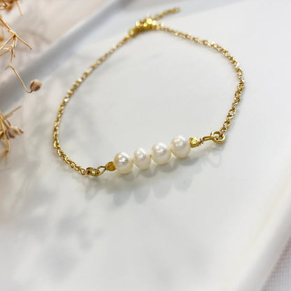 Gemstone Pearl 925 Silver Anklet