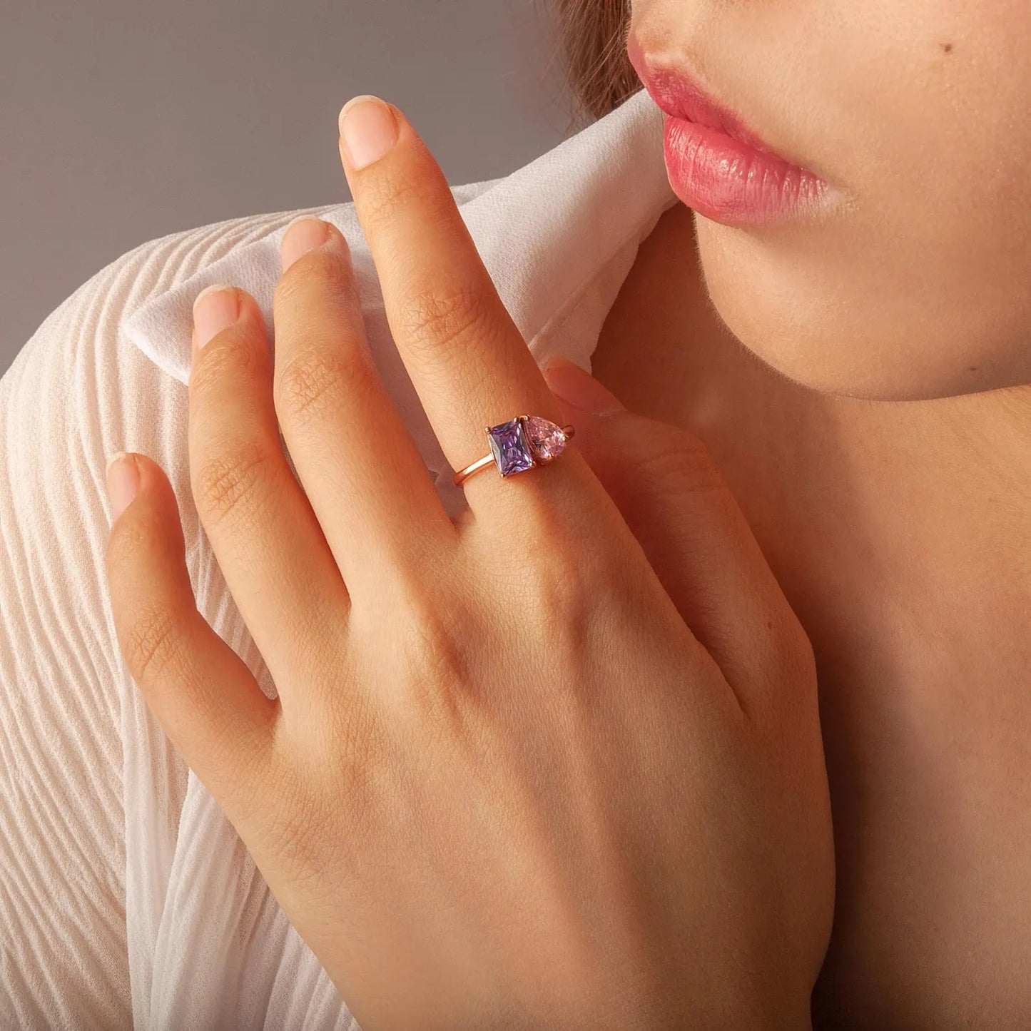 Amethyst 925 Silver Ring Set