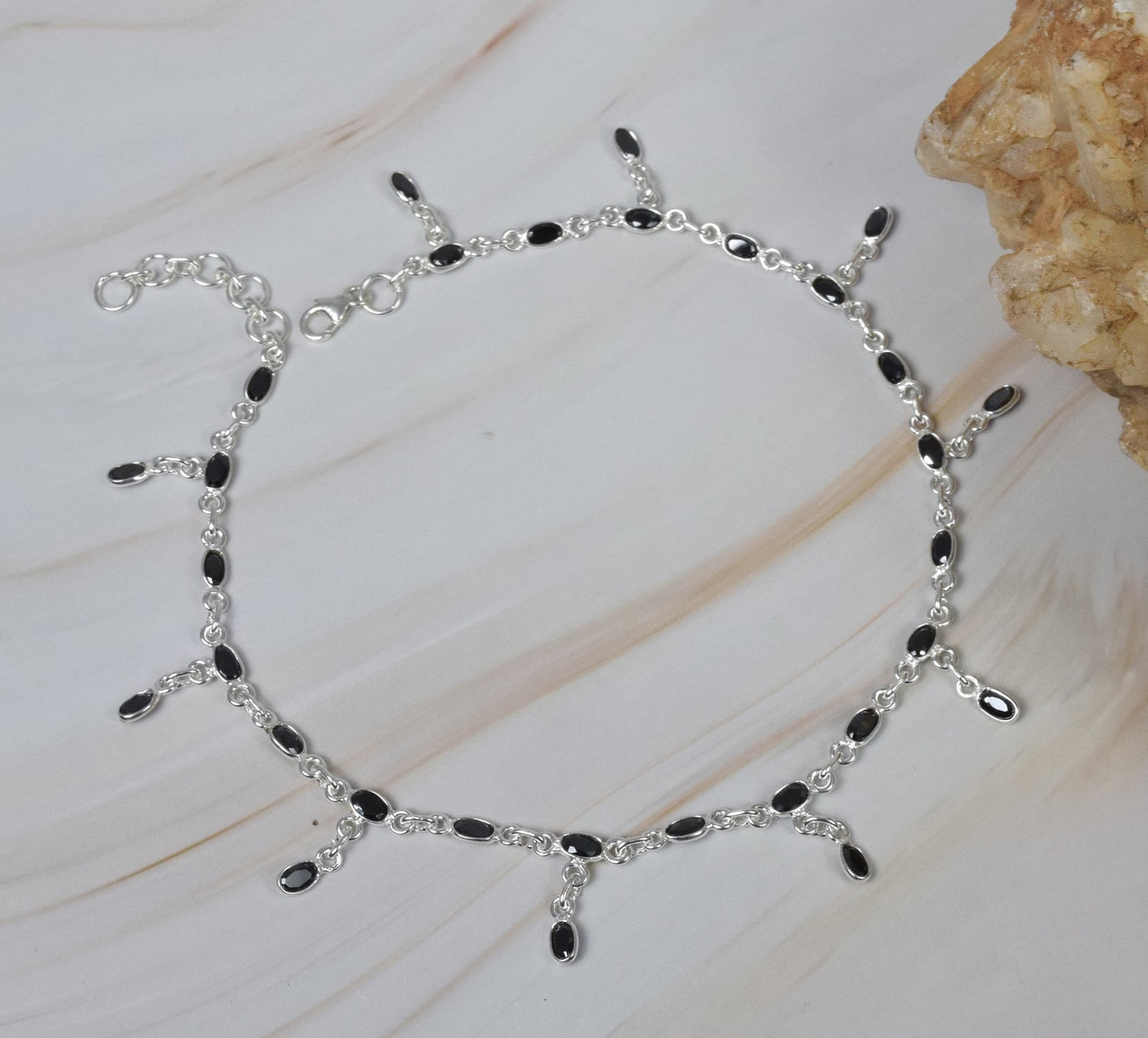 Oval Shape 925 Silver Anklet