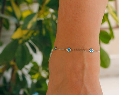 Opal 925 Silver Anklet