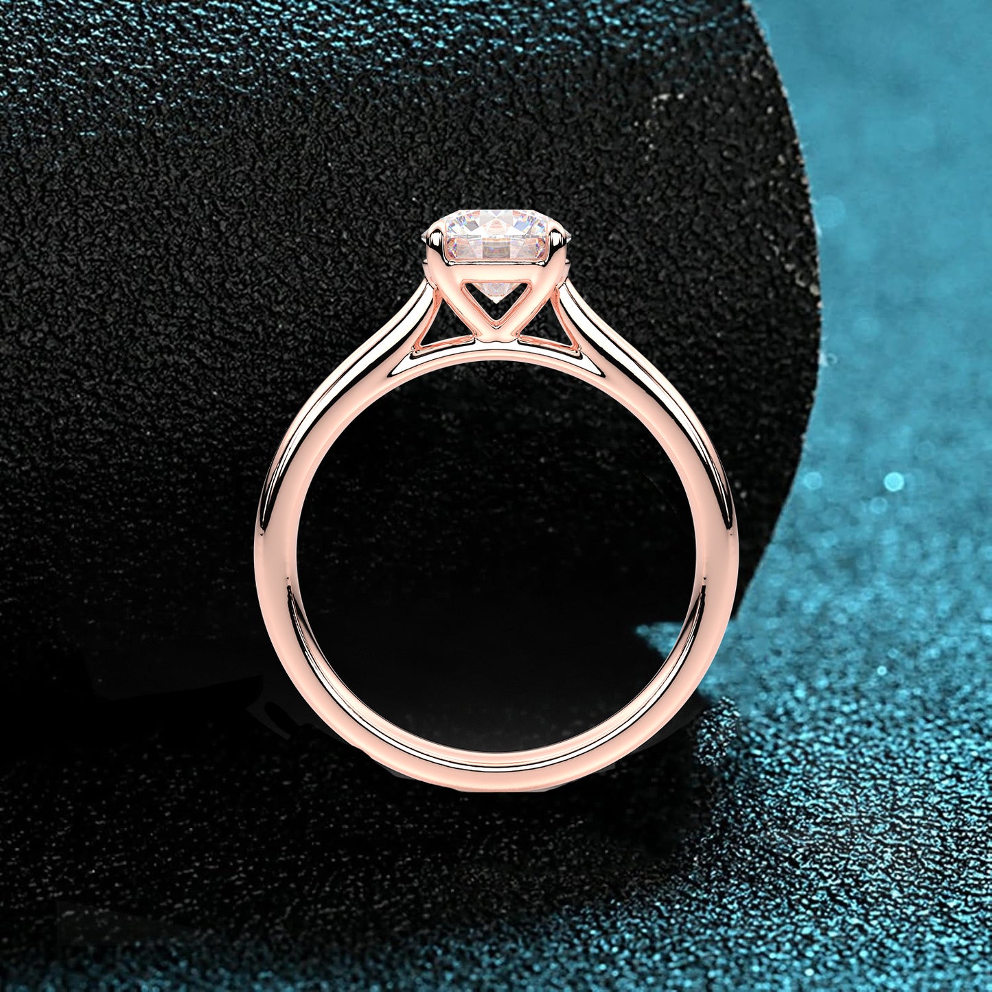 Rose gold Engagement 925 Silver Round Ring