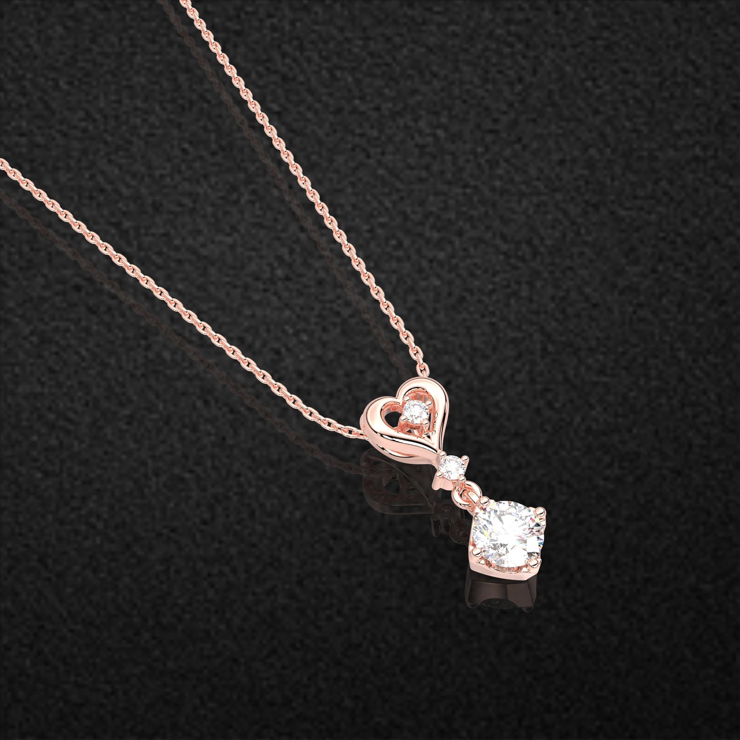 Heart Round 925 Silver Rose Gold Necklace