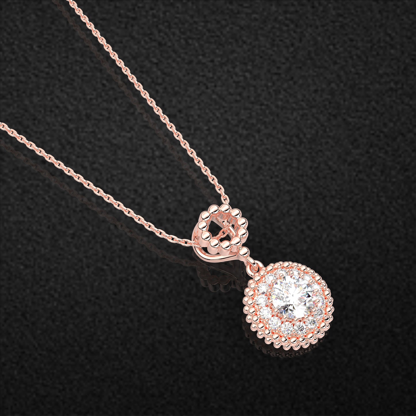 Round Beed 925 Silver Rose Gold Necklace