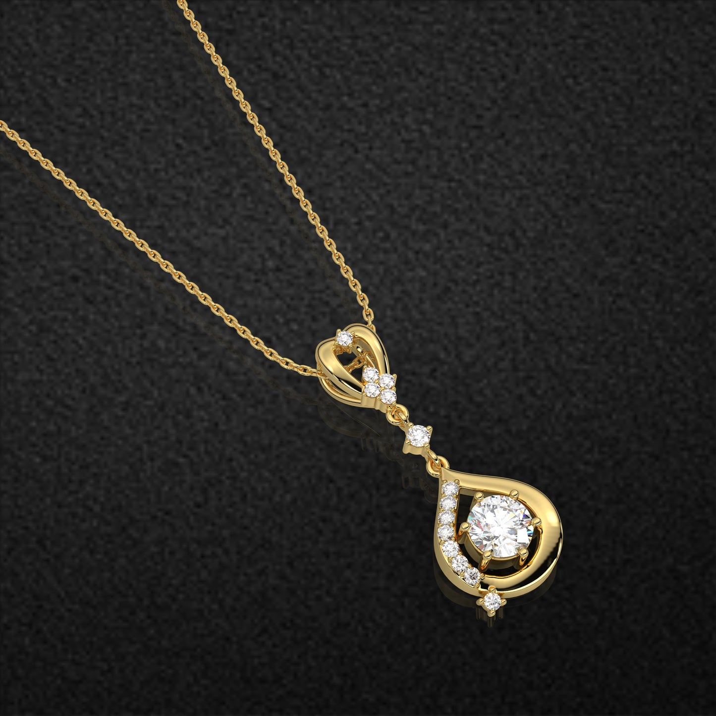 Round Heart 925 Silver Gold Necklace