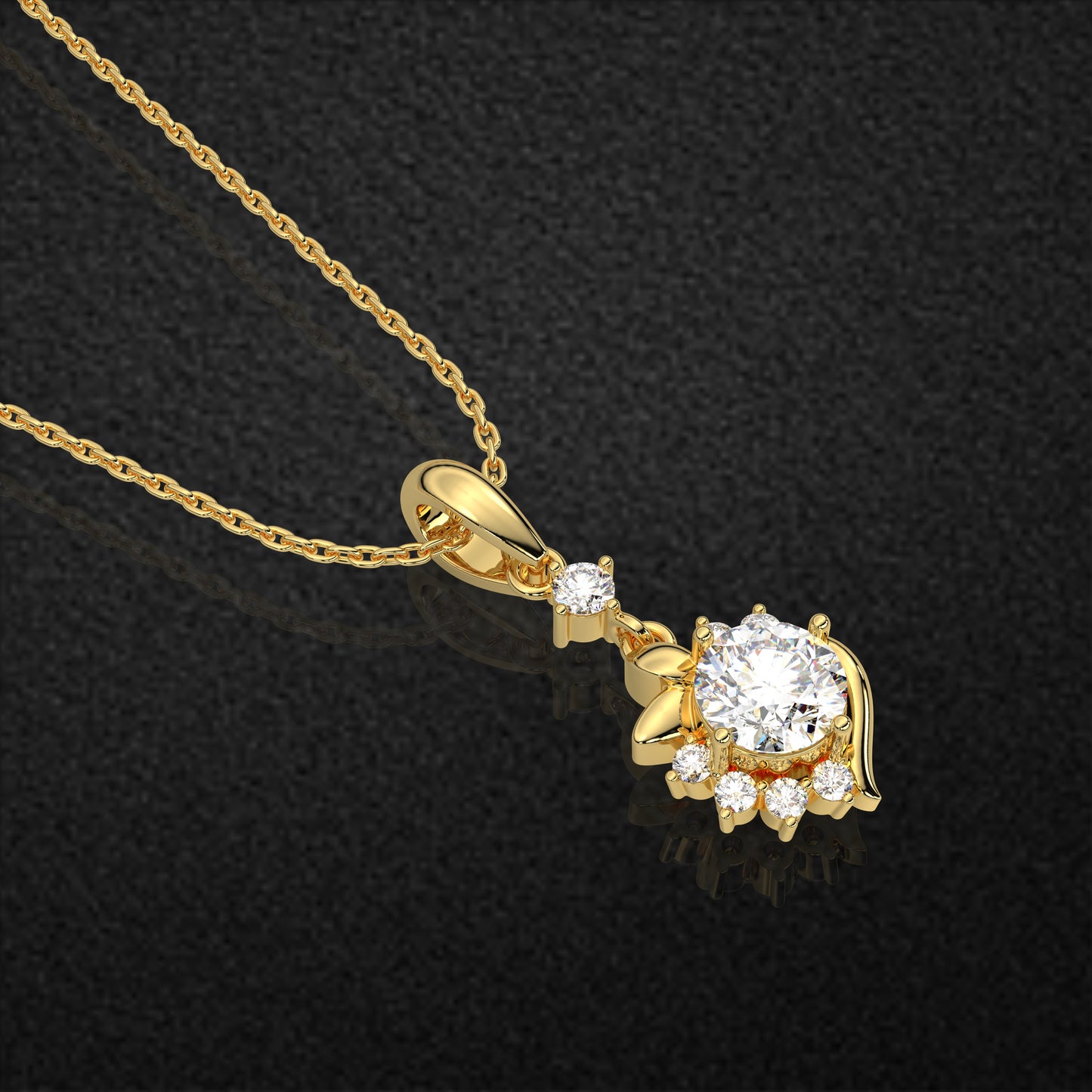 Flower Shape 925 Silver Gold Necklace