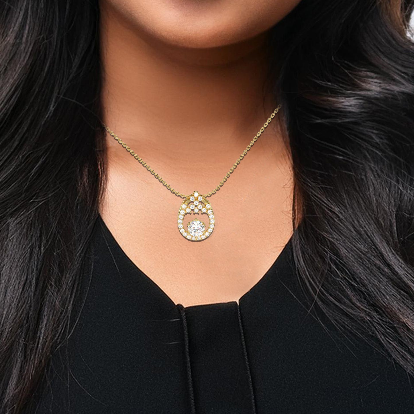 Drop Shape 925 Silver Gold Necklace