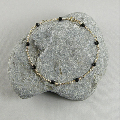 Black Crystal 925 Silver Anklet