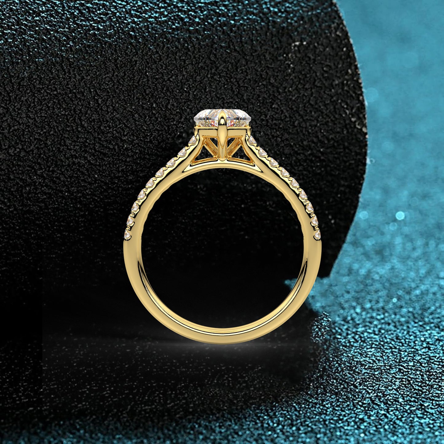 Yellow gold 925 Silver Heart Ring