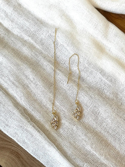 Leaf Charm Sui Dhaga 925 silver Earring
