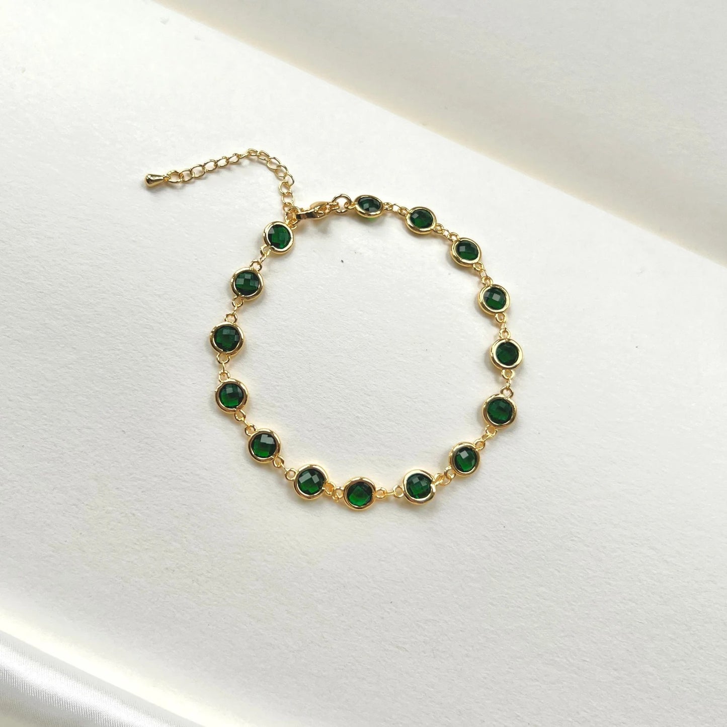 Emerald 925 Silver Anklet