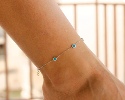 Opal 925 Silver Anklet