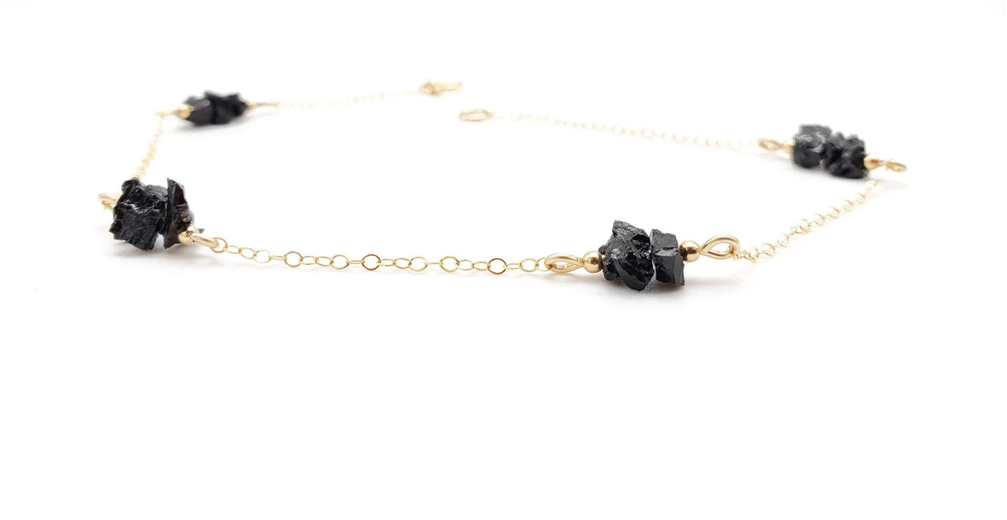 Raw Black 925 Silver Anklet