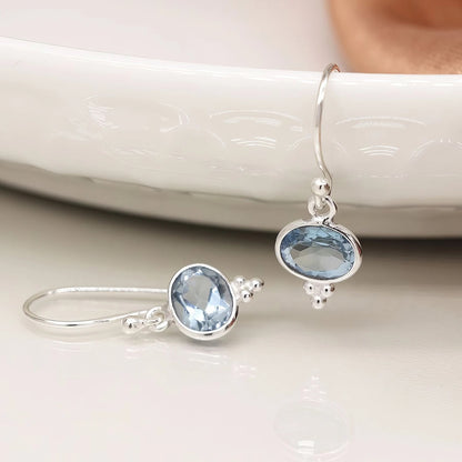 Oval Blue 925 Silver Earring