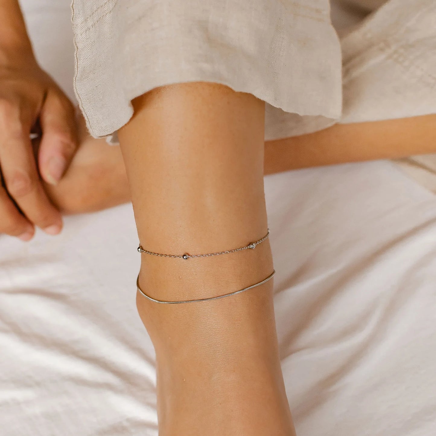 Double 925 Silver Anklet