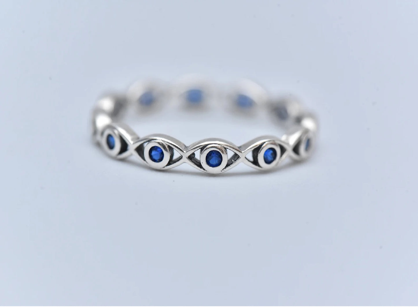 Dainty Evil Eye 925 Silver Ring