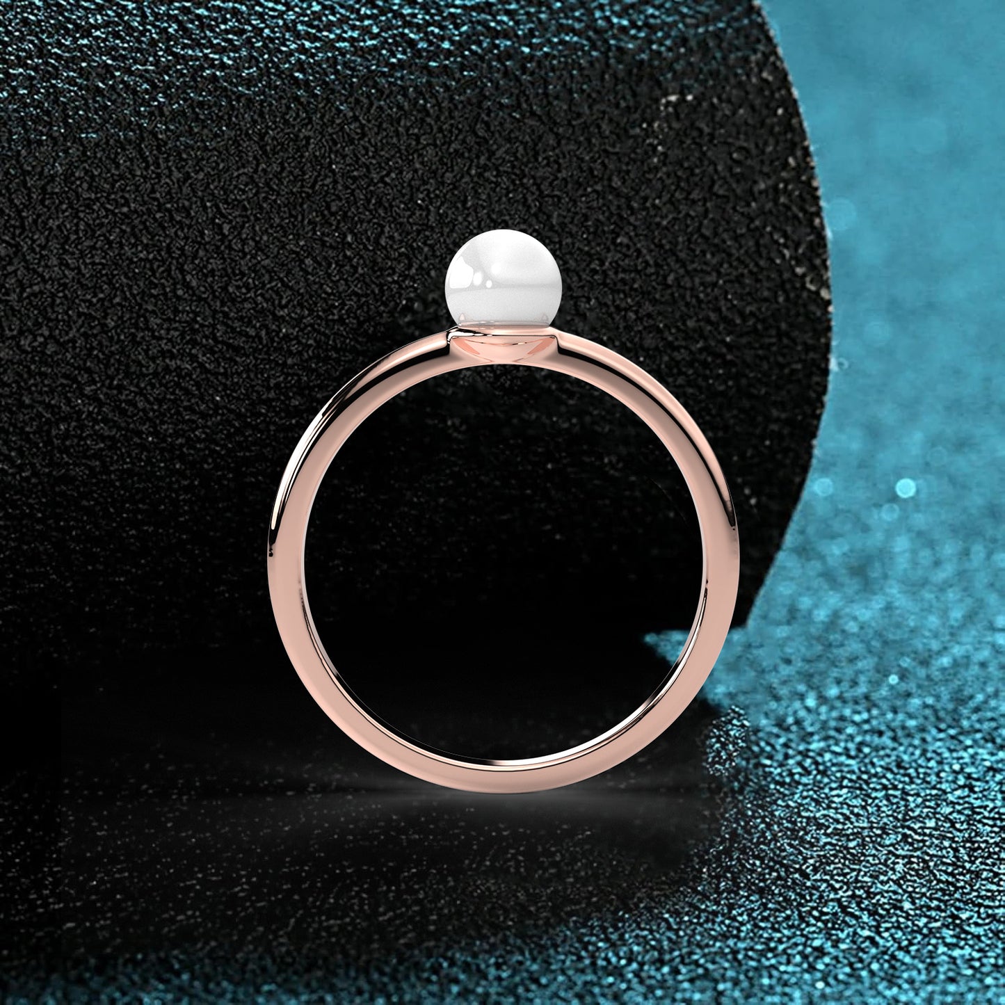 Rose gold Pearl 925 Silver Ring