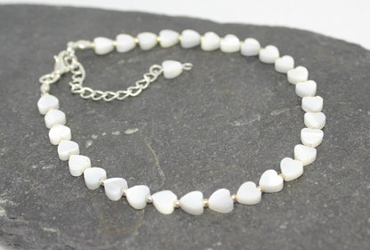 Shell Heart Pearl 925 Silver Anklet