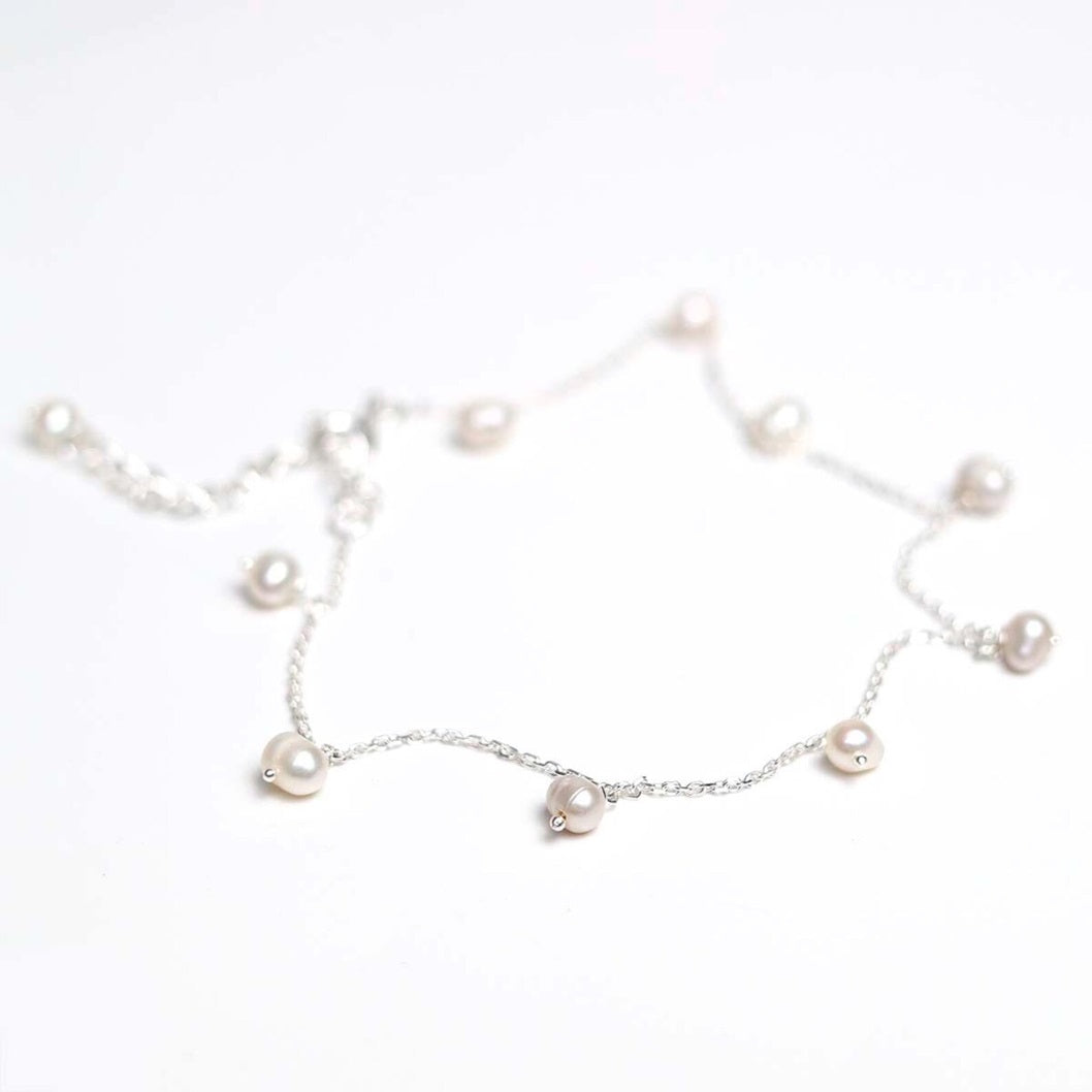 String Pearl 925 Silver Anklet