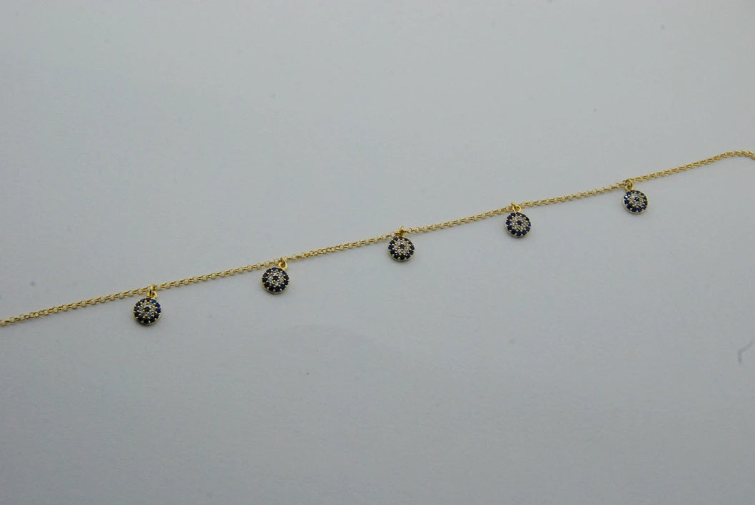 Sapphire Evil Eye 925 Silver Anklet