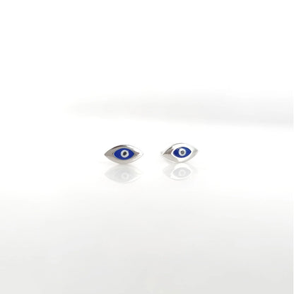 Tiny Dark Evil Eye 925 Silver Earring