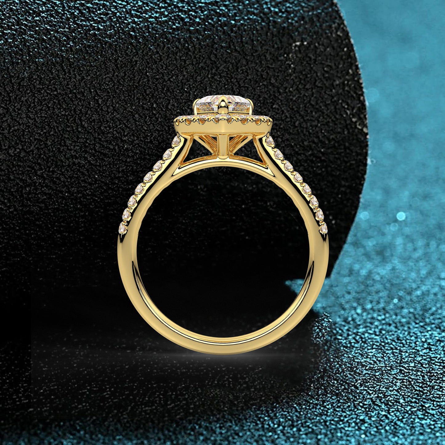 Yellow gold 925 Silver Heart Ring