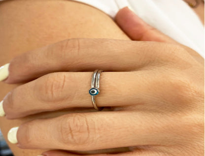 Three combo Evil Eye 925 Silver Ring