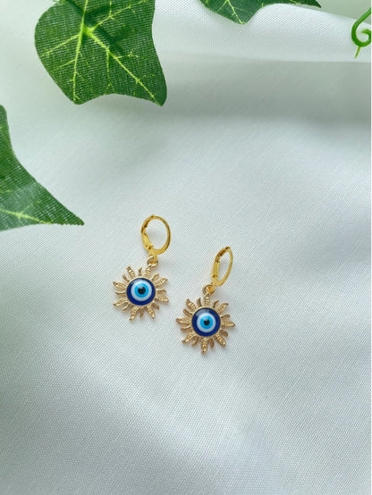 Sun Evil Eye 925 Silver Earring