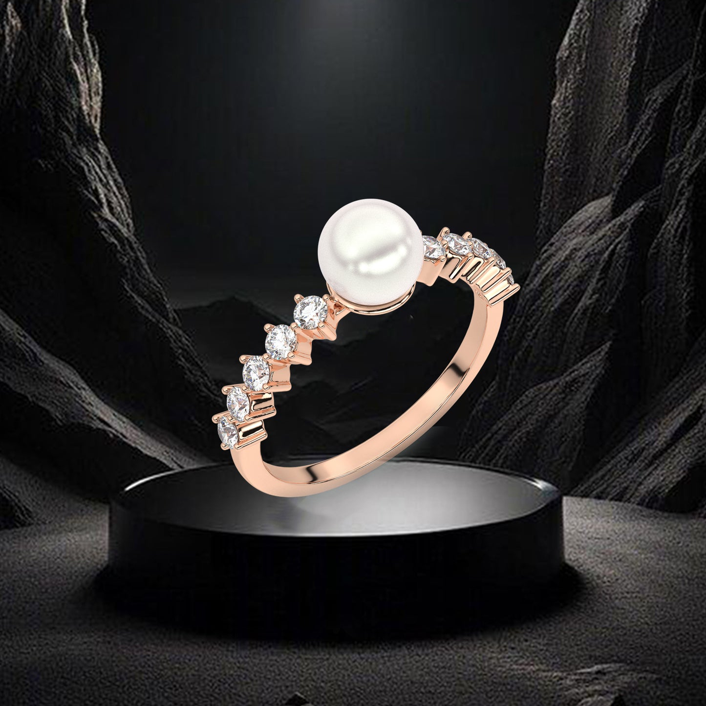 Rose gold Alevan Pearl 925 Silver Ring