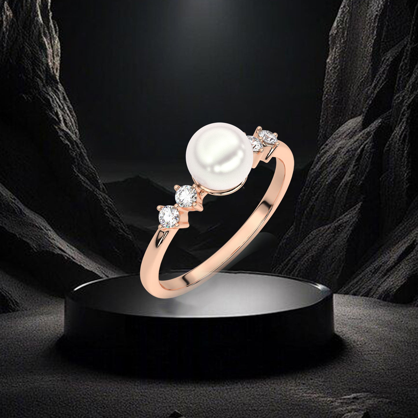 Rose gold Huitan Pearl 925 Silver Ring