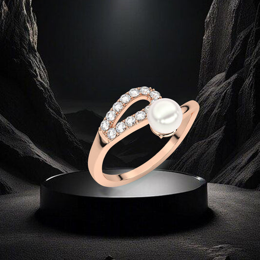 Rose gold Cascade Pearl 925 Silver Ring