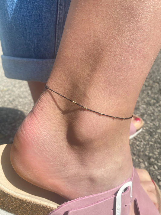 Silk Cord 925 Silver Anklet
