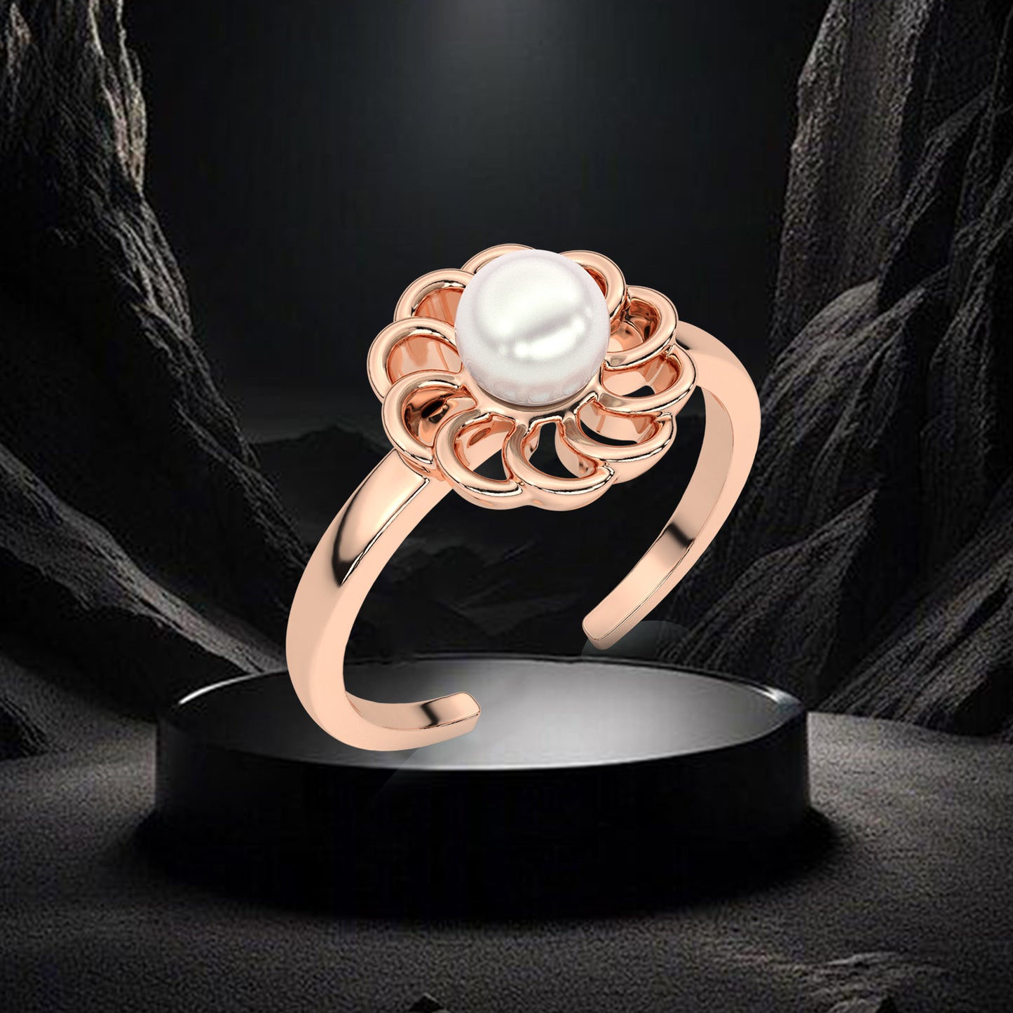 Rose gold Sunflower 925 Silver Ring