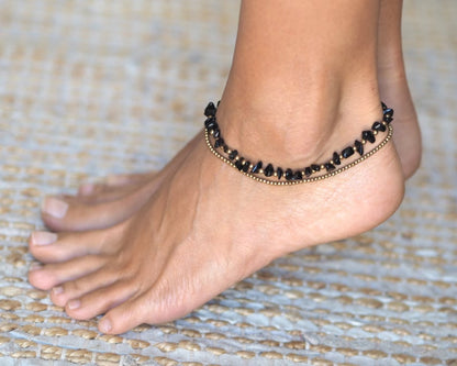 Black 925 Silver Anklet
