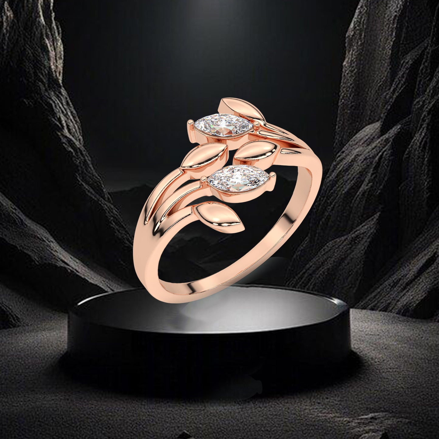 Rose gold Olive 925 Silver Ring