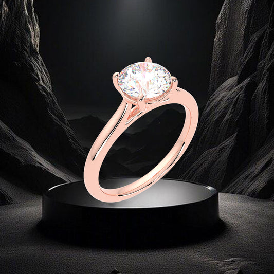 Rose gold Engagement 925 Silver Round Ring