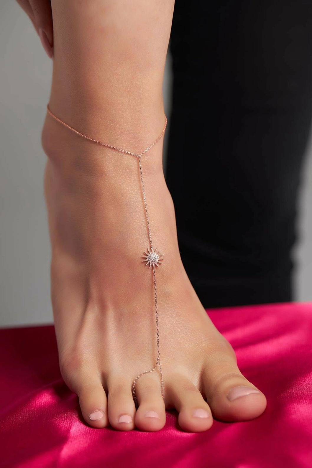 Sun Charm 925 Sliver Foot Chain