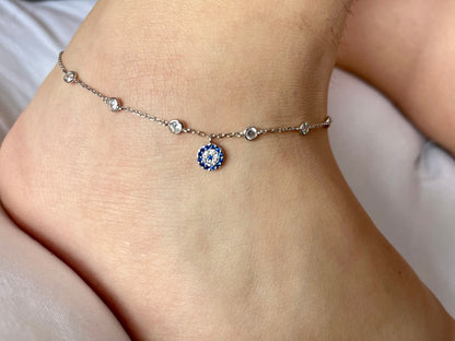 Charm Evil Eye 925 Silver Anklet