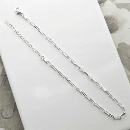 Paperclip 925 Silver Anklet