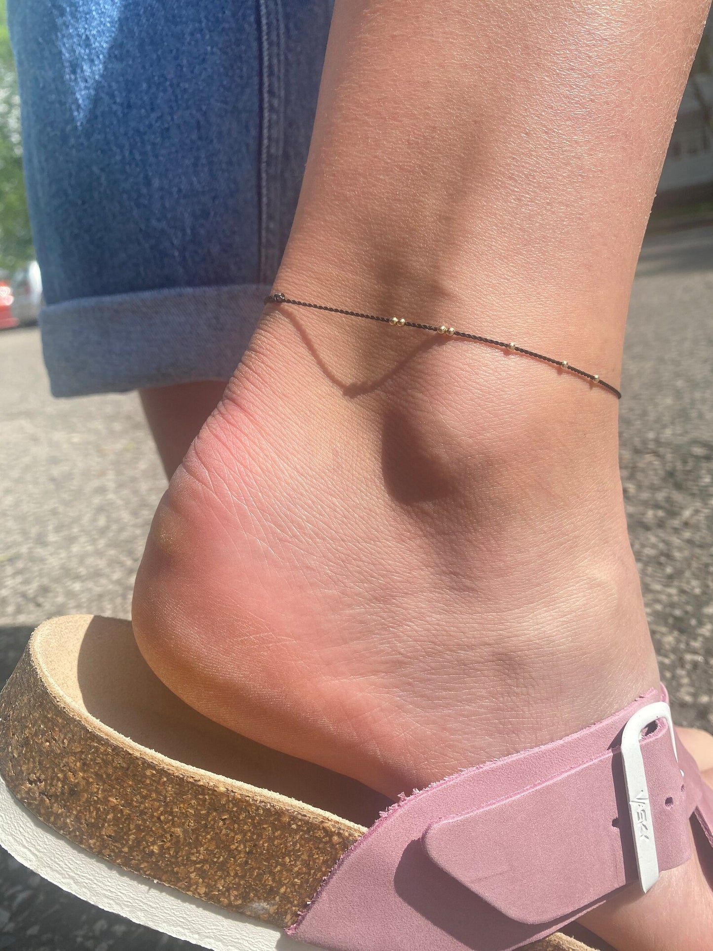 Silk Cord 925 Silver Anklet